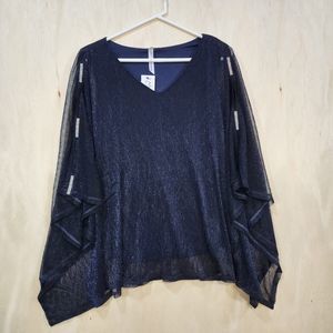 Sparkle Navy Blue Cape Top  Size M